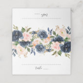Navy Blue Blush Pink Rose Boho Wedding Plaatskaartje (Buitenkant ongevouwen)