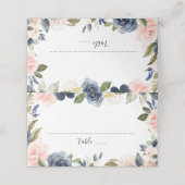 Navy Blue Blush Pink Rose Boho Wedding Plaatskaartje (Buitenkant ongevouwen)