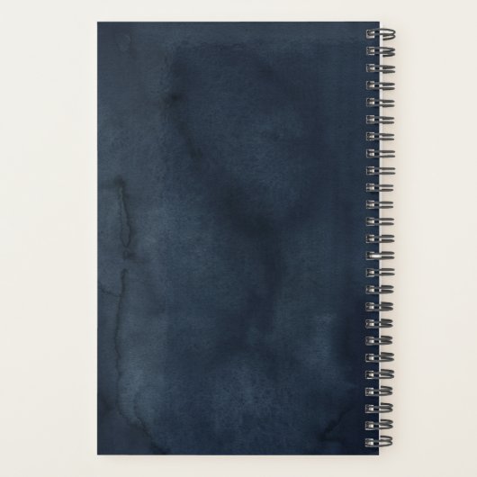 Navy Blue Blush Pink Rose Boho Wedding Planner (Achterkant)