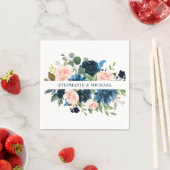 Navy Blue Blush Pink Rose Boho Wedding Servet (Insitu)