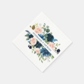 Navy Blue Blush Pink Rose Boho Wedding Servet (Hoek)