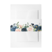 Navy Blue Blush Pink Rose Boho Wedding Uitnodigingen Wikkel (Voorkant Voorbeeld)