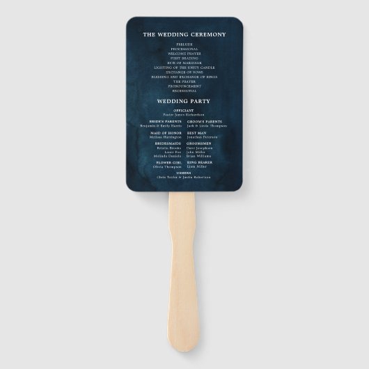 Navy Blue Blush Pink Rose Botanical Handwaaier (Achterkant)