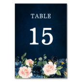 Navy Blue Blush Pink Rose Botanical Kaart (Achterkant)