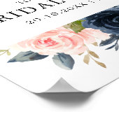 Navy Blue Blush Pink Rose Vrijgezellenfeest Welkom Poster (Hoek)