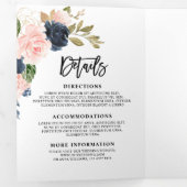 Navy Blue Blush Pink String Lights Drievoudig huwe Drieluik Aankondiging (Binnenzijde eerst)