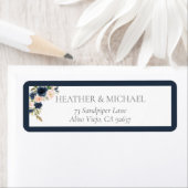 Navy Blue Blush Pink Vrijgezellenfeest Return Addr Etiket (Insitu)