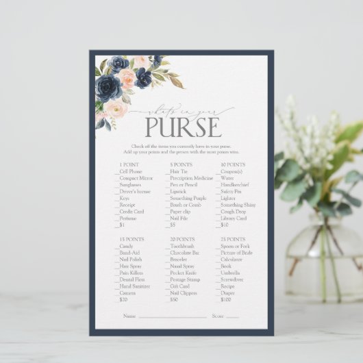 Navy Blue Blush Pink Waterverf Vrijgezellenfeest (Staand voorkant)