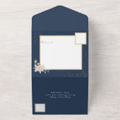 Navy Blue Blush Pink Wedding All In One Uitnodiging (Buitenkant)