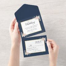 Navy Blue Blush Pink Wedding