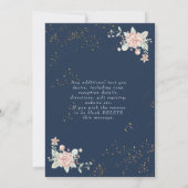 Navy Blue Blush Pink Wedding Kaart (Achterkant)