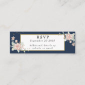 Navy Blue Blush Pink Wedding RSVP Mini Visitekaartje (Voorkant)