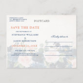 Navy Blue Blush Roos Rustic Boho Save the Date Aankondigingskaart (Achterkant)