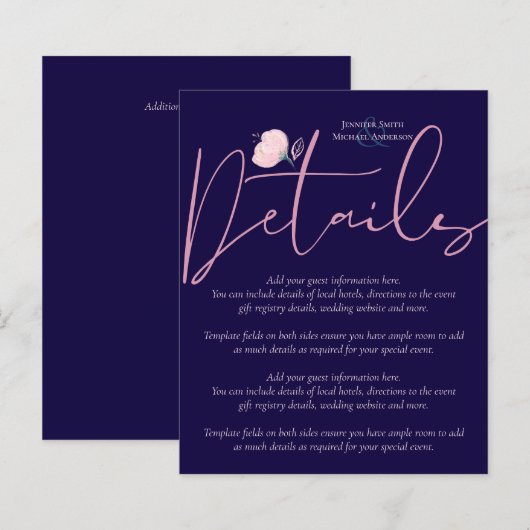 Navy Blue Blush Rosegold Wedding Budget (Voorkant / Achterkant)