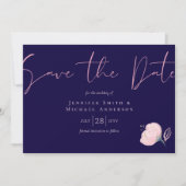 Navy Blue Blush Rosegold Wedding Budget (Voorkant)