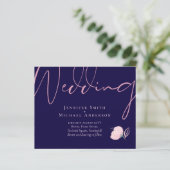 Navy Blue Blush Rosegold Wedding Budget (Staand voorkant)