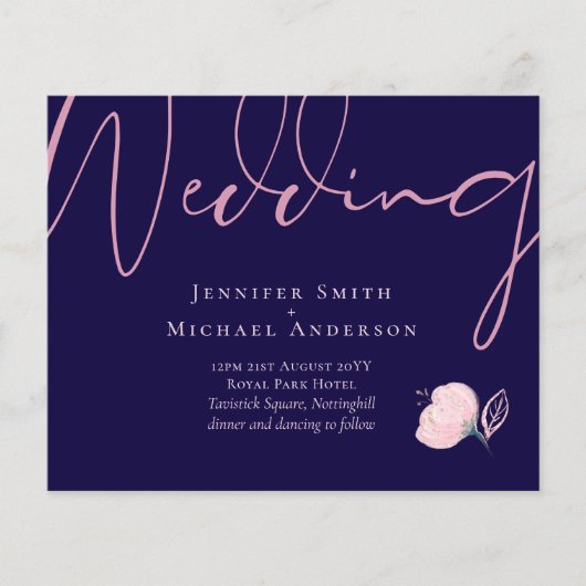 Navy Blue Blush Rosegold Wedding Budget (Voorkant)