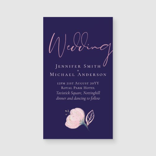 Navy Blue Blush Rosegold Wedding Budget (Voorkant)