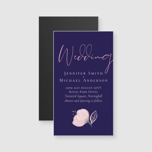 Navy Blue Blush Rosegold Wedding Budget (Voorkant / Achterkant)