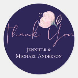 Navy Blue Blush Rosegold Wedding Budget Ronde Sticker