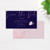 Navy Blue Blush Rosegold Wedding Budget Visitekaartje (Bureau)