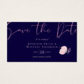 Navy Blue Blush Rosegold Wedding Budget Visitekaartje (Voorkant)