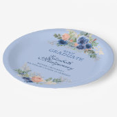 Navy Blue Blush Roses Boho Afstuderen Papieren Bordje (Gekanteld)