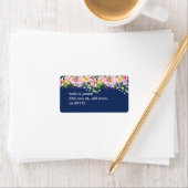 Navy Blue Blush Roze Bloemen Adresetiketten Etiket (Insitu)