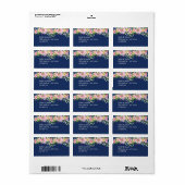 Navy Blue Blush Roze Bloemen Adresetiketten Etiket (Full Sheet)
