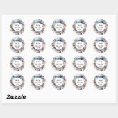 Navy Blue Blush Roze Bloemen Bruiloft Dank u Ronde Sticker (Vel)