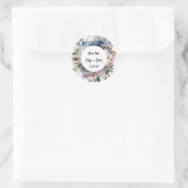 Navy Blue Blush Roze Bloemen Bruiloft Dank u Ronde Sticker (Tas)