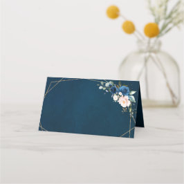 Navy Blue Blush Roze Boho Geometric Wedding P Plaatskaartje