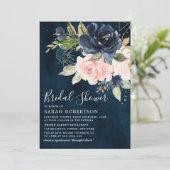Navy Blue Blush Roze Geometric Vrijgezellenfeest Kaart (Staand voorkant)