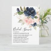 Navy Blue Blush Roze Geometric Vrijgezellenfeest Kaart (Staand voorkant)