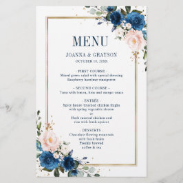Navy Blue Blush Roze Geometric WeddenMenu