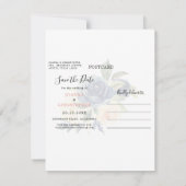 Navy Blue Blush roze kalender Save the Date A Aankondiging (Achterkant)