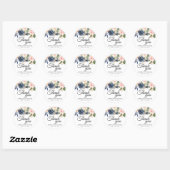 Navy Blue Blush Roze Rose Botanical Dank u Ronde Sticker (Vel)