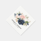 Navy Blue Blush roze Rose Botanical Servet (Hoek)