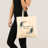 Navy Blue Blush Roze Rose Botanische Geometrische  Tote Bag (Voorkant (product))