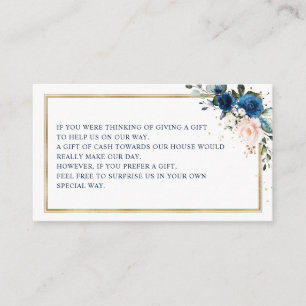 Navy Blue Blush roze Rose Geometric Wishing Well Informatiekaartje