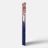 Navy Blue Blush roze Rose Gold Glitter Monogram Case-Mate iPhone Case (Achterkant / Rechts)