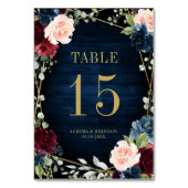 Navy Blue Blush roze roze botanisch tabelnummer Kaart (Achterkant)
