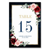 Navy Blue Blush roze roze botanisch tabelnummer Kaart (Achterkant)