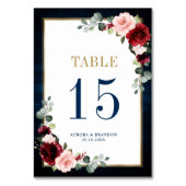 Navy Blue Blush roze roze botanisch tabelnummer Kaart (Voorkant)