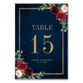 Navy Blue Blush roze roze botanisch tabelnummer Kaart (Voorkant)