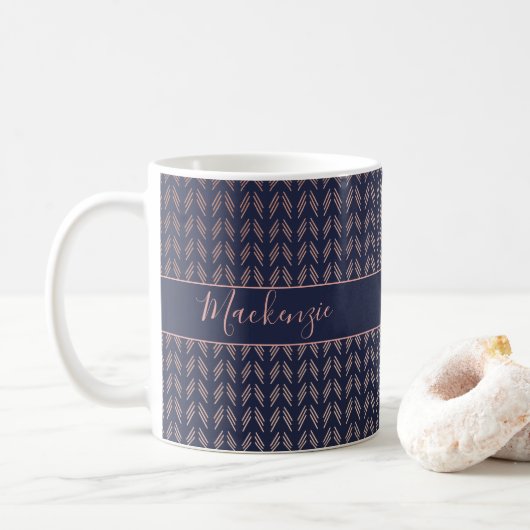 Navy Blue Blush roze roze roodbruine stam | Boho Koffiemok (Met donut)
