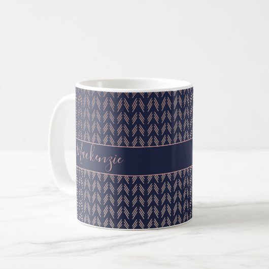 Navy Blue Blush roze roze roodbruine stam | Boho Koffiemok (Voorkant links)