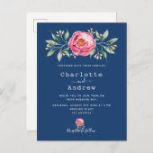 Navy Blue blush roze roze roze gouden bruinktbruil Briefkaart (Voorkant / Achterkant)