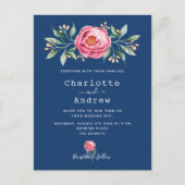 Navy Blue blush roze roze roze gouden bruinktbruil Briefkaart (Voorkant)