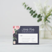Navy blue blush roze roze roze roze bruiloft RSVP Informatiekaartje (Staand voorkant)
